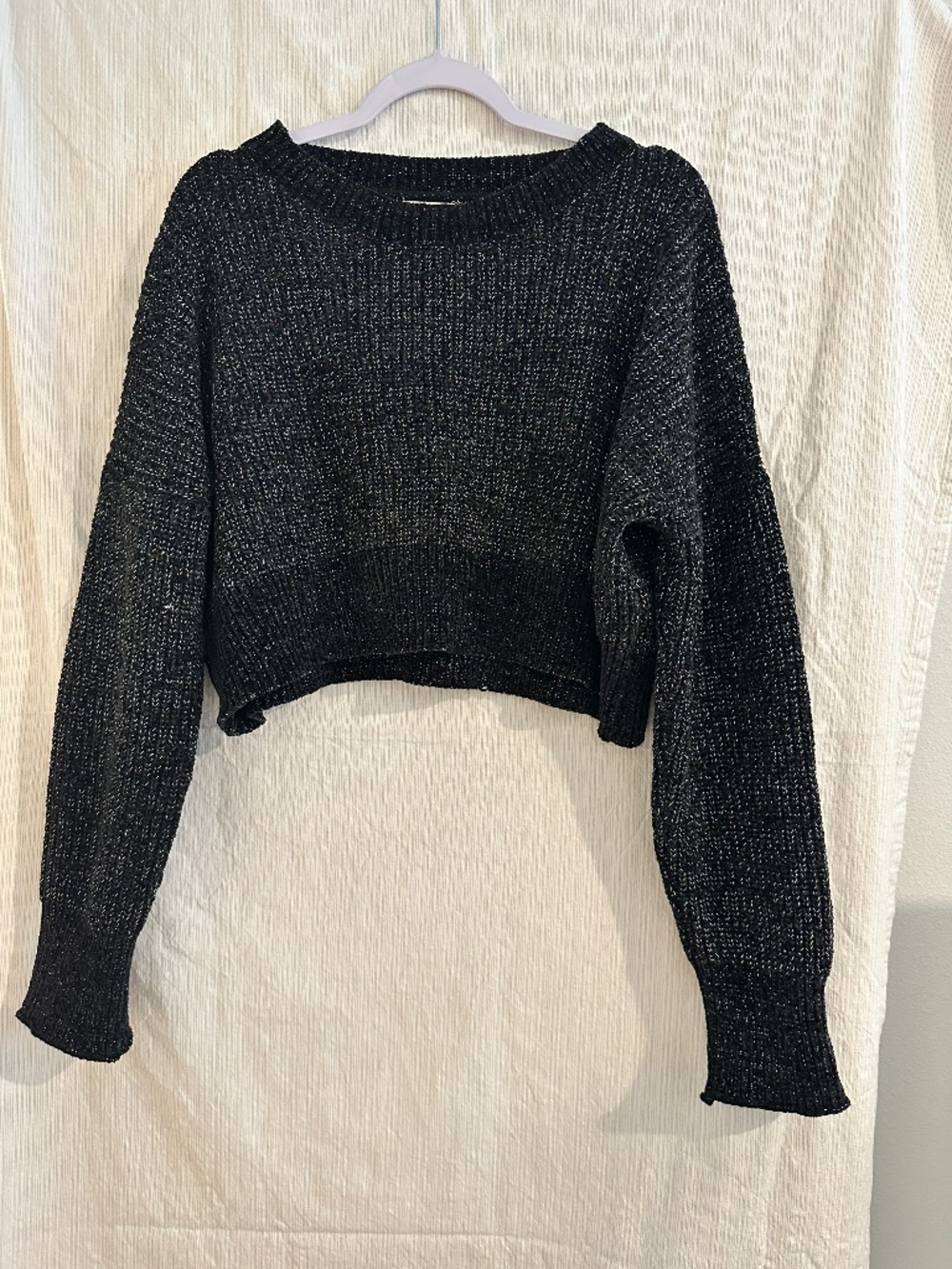 Altar’d State Black & Gold Metallic Cropped Sweater Size L